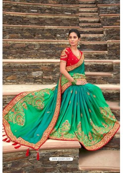 Multi Colour Latest Designer Party Wear Satin Georgette Wedding Sari