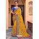 Yellow Latest Designer Party Wear Satin Georgette Wedding Sari