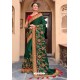 Dark Green Latest Designer Party Wear Satin Georgette Wedding Sari