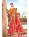 Red Latest Designer Party Wear Satin Georgette Wedding Sari