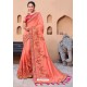 Orange Latest Designer Party Wear Satin Georgette Wedding Sari