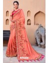 Orange Latest Designer Party Wear Satin Georgette Wedding Sari