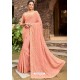 Light Orange Latest Designer Party Wear Satin Georgette Wedding Sari