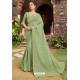 Green Latest Designer Party Wear Satin Georgette Wedding Sari