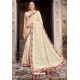 Cream Latest Designer Party Wear Satin Georgette Wedding Sari
