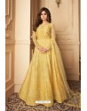 Yellow Heavy Designer Butterfly Net Party Wear Anarkali Suit