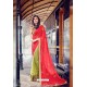 Green And Red Heavy Embroidered Designer Wear Wedding Sari