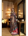 Black Designer Pure Kashmiri Modal Weaving Silk Classic Wear Sari
