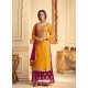 Yellow Designer Pure Chinon Party Wear Palazzo Suit