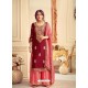 Maroon Designer Pure Chinon Party Wear Palazzo Suit