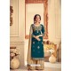 Teal Blue Designer Pure Chinon Party Wear Palazzo Suit