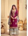 Violet Designer Pure Chinon Party Wear Palazzo Suit