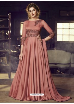 Rust Heavy Designer Embroidered Party Wear Gown Style Anarkali Suit