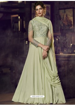 Olive Green Heavy Designer Embroidered Party Wear Gown Style Anarkali Suit