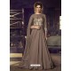 Camel Heavy Designer Embroidered Party Wear Gown Style Anarkali Suit