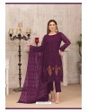 Purple Latest Heavy Designer Party Wear Straight Salwar Suit