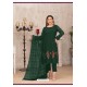Dark Green Latest Heavy Designer Party Wear Straight Salwar Suit