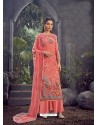 Light Red Designer Pure Viscose Velvet Party Wear Palazzo Suit