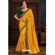 Yellow Latest Designer Party Wear Poly Silk Sari