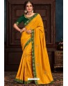 Yellow Latest Designer Party Wear Poly Silk Sari