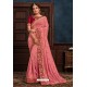 Light Pink Latest Designer Party Wear Poly Silk Sari