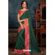 Dark Green Latest Designer Party Wear Poly Silk Sari