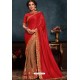 Red Latest Designer Party Wear Poly Silk Sari