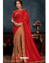 Red Latest Designer Party Wear Poly Silk Sari