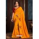 Mustard Latest Designer Party Wear Poly Silk Sari