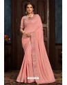 Baby Pink Latest Designer Party Wear Poly Silk Sari