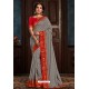 Grey Latest Designer Party Wear Poly Silk Sari