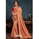 Light Orange Latest Designer Party Wear Poly Silk Sari