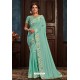 Sky Blue Latest Designer Party Wear Poly Silk Sari