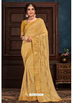 Yellow Latest Designer Party Wear Poly Silk Sari