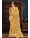 Yellow Latest Designer Party Wear Poly Silk Sari