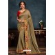 Olive Green Latest Designer Party Wear Poly Silk Sari