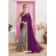 Grey Designer Party Wear Chanderi Silk Wedding Sari