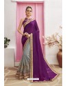 Grey Designer Party Wear Chanderi Silk Wedding Sari