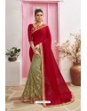 Red Designer Party Wear Chanderi Silk Wedding Sari