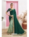 Dark Green Designer Party Wear Chanderi Silk Wedding Sari