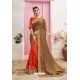 Orange Designer Party Wear Chanderi Silk Wedding Sari