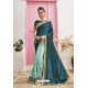 Teal Blue Designer Party Wear Chanderi Silk Wedding Sari