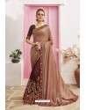 Coffee Designer Party Wear Chanderi Silk Wedding Sari