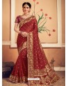 Maroon Latest Designer Party Wear Banarasi Silk Sari