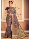 Mauve Latest Designer Party Wear Banarasi Silk Sari