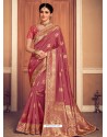 Old Rose Latest Designer Party Wear Banarasi Silk Sari