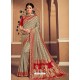 Grey Latest Designer Party Wear Banarasi Silk Sari