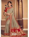 Grey Latest Designer Party Wear Banarasi Silk Sari