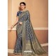 Dark Blue Latest Designer Party Wear Banarasi Silk Sari