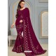 Deep Wine Latest Designer Party Wear Jute Silk Sari